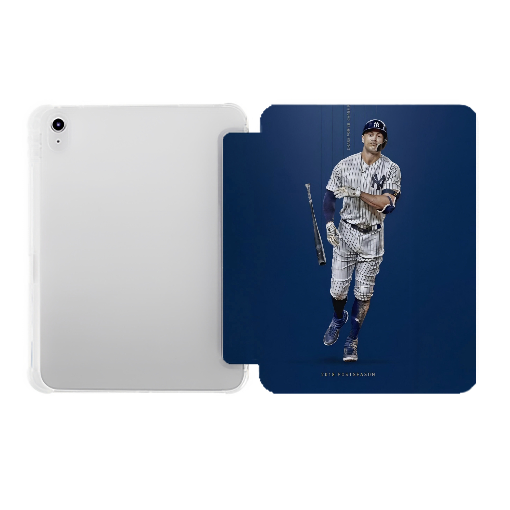 Giancarlo Stanton 12 Premium Tri-Fold PU Leather & Silicone IPad Case With Pencil Slot – Fits 9.5,10.5,10.9 – Adjustable Stand, Slim, Protective